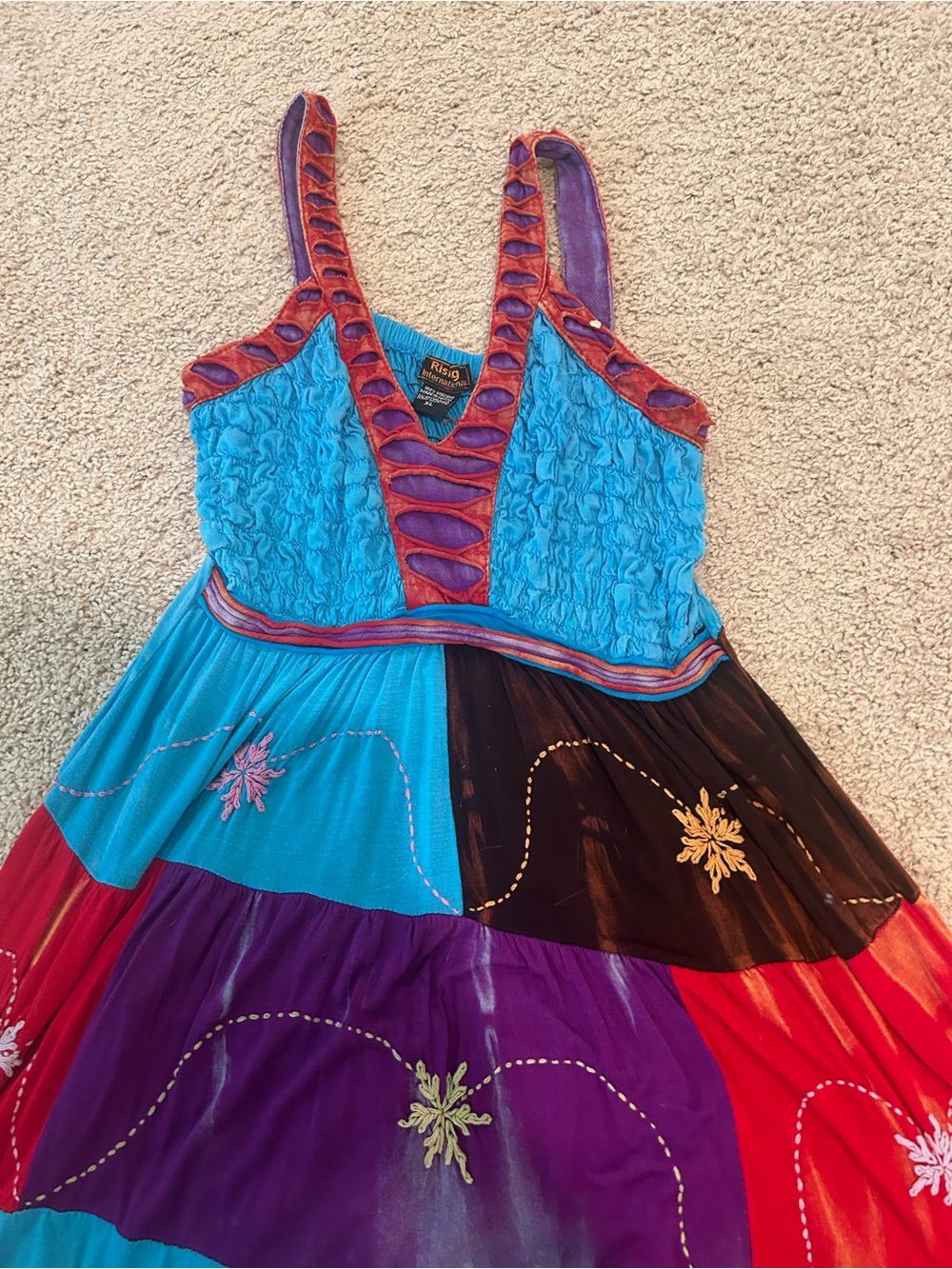 Rising international size XLColorblock PatchworkCostume Dress - Multicolor - Picture 5 of 11
